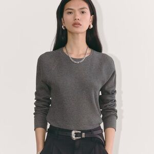 Everlane Gray Waffle Knit Crew Top